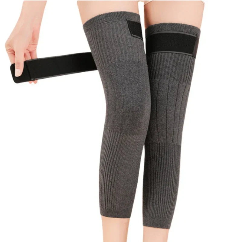 2 PCS Non-Slip Wool Knee & Leg Warmer with Strap Adjustable for Men & Women.