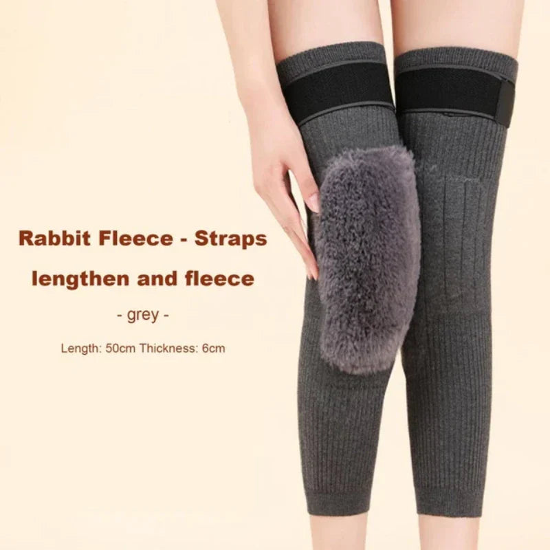 2 PCS Non-Slip Wool Knee & Leg Warmer with Strap Adjustable for Men & Women.
